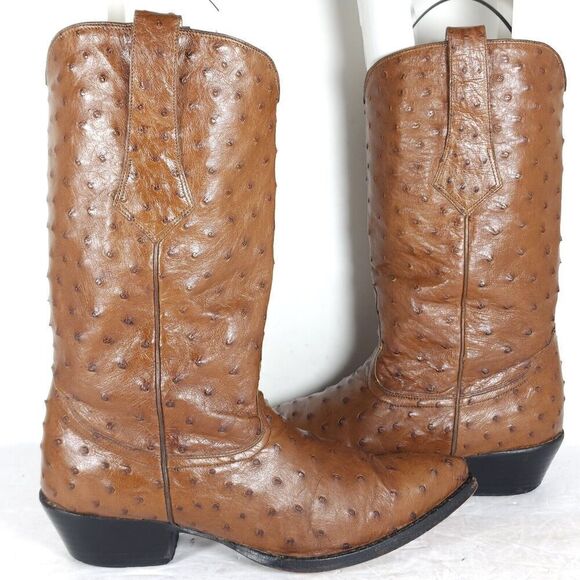 Lone Star Women’s US7B Brown Leather Full Quill Full Ostrish Western Boots - Picture 10 of 16